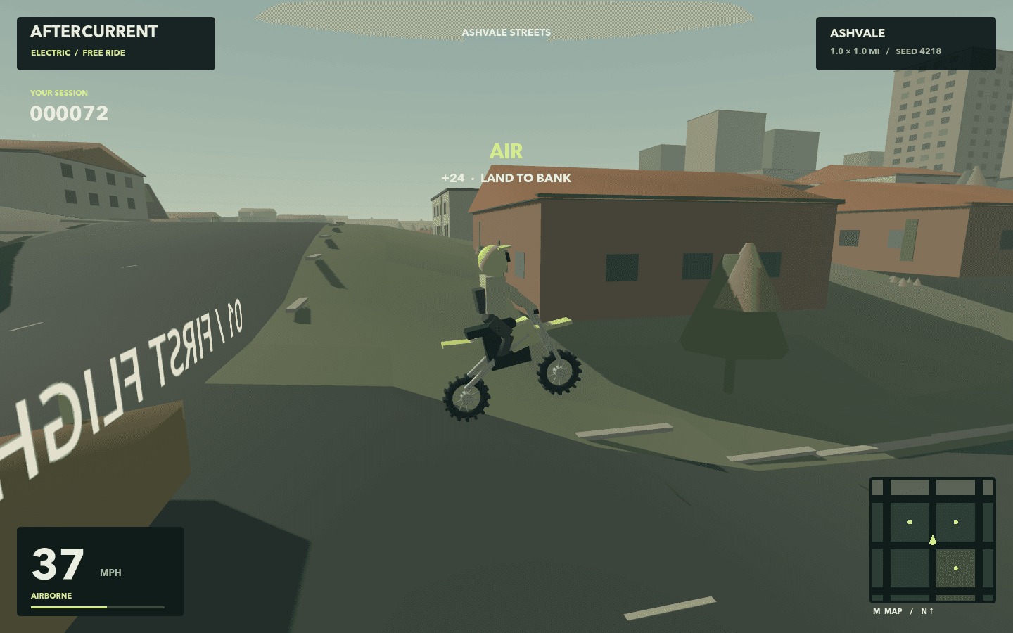 Early Aftercurrent bike and rider airborne beside the starter ramp